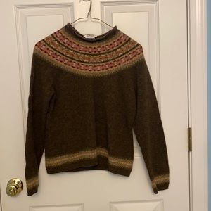 Talbots petite 100% lambs wool fair isle sweater
